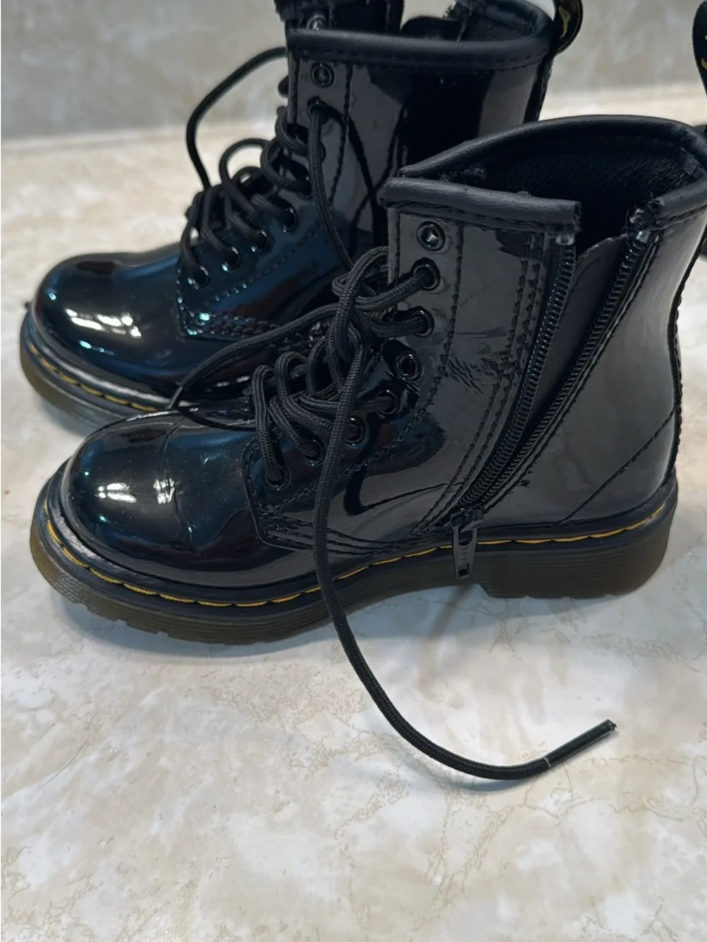 Dr. Martens Black Patent Lace-Up Combat Boots